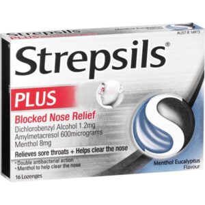 strepsils plus sore throat blocked nose lozenges 16 pack