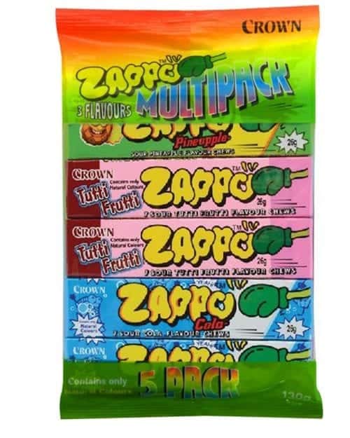zappo fruit chews 3 flavour 5 pack 1