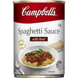 campbells pasta sauce beef spaghetti 410g