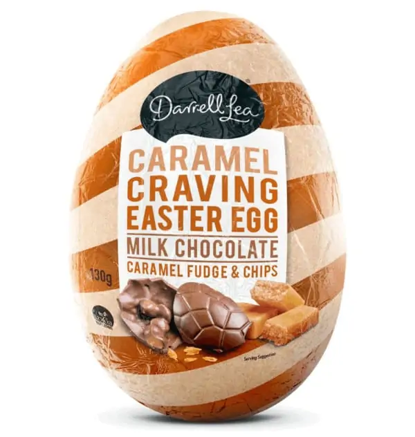 darrell lea caramel craving caramel fudge chips chocolate easter egg 110g