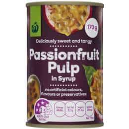 woolworths passionfruit pulp canned 170g