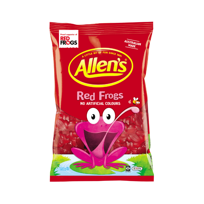 Buy Bulk Allens Red Frogs 1.3kg Online, Worldwide Delivery