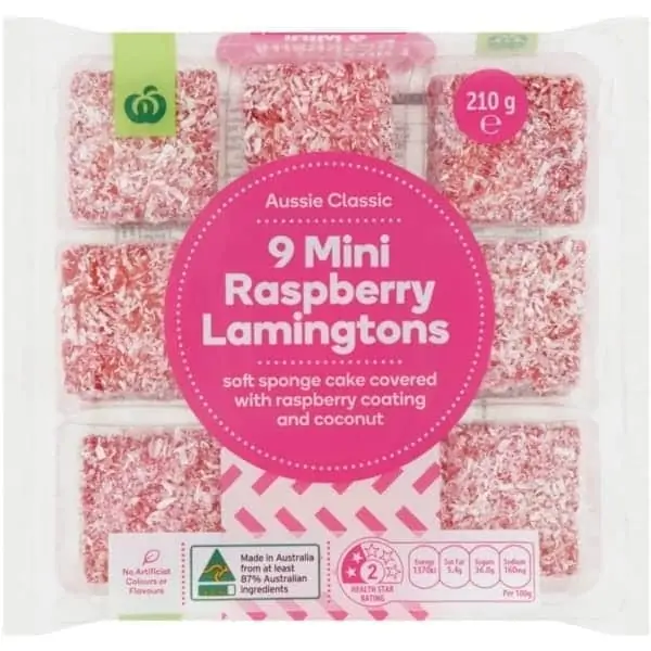 raspberry lamington bites 9 pack