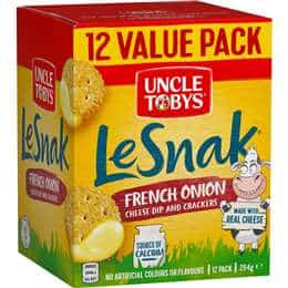 uncle tobys le snak french onion dip crackers 12 pack