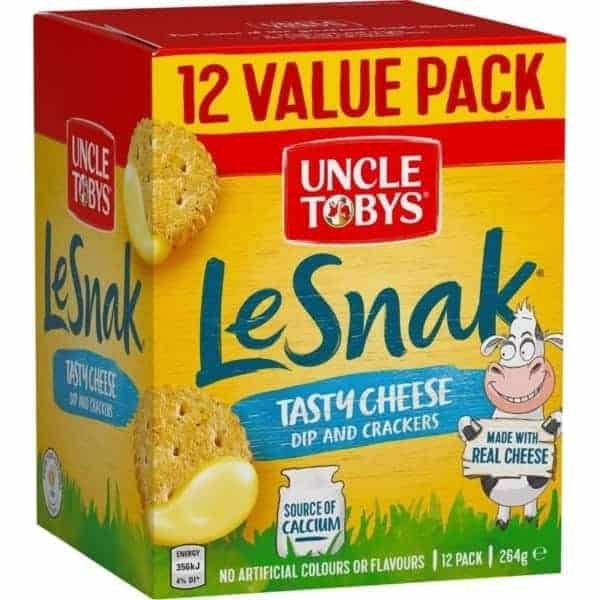 uncle tobys le snak tasty cheese dip crackers 12 pack