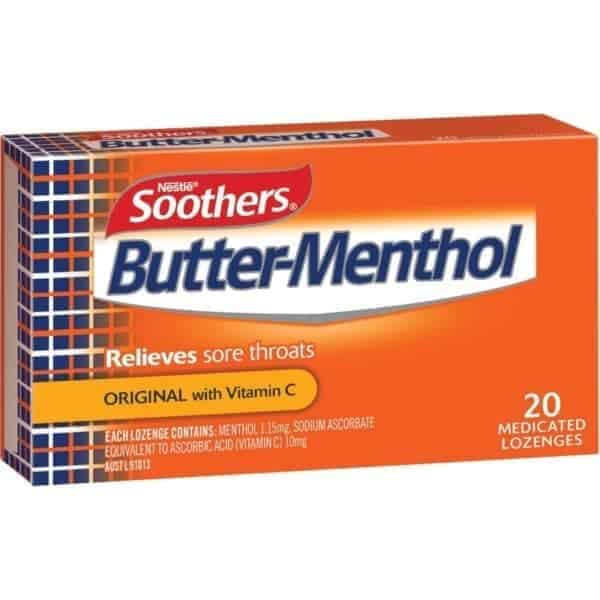 butter menthol throat lozenge 20 pack