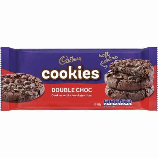 cadbury cookie soft double choc 156g