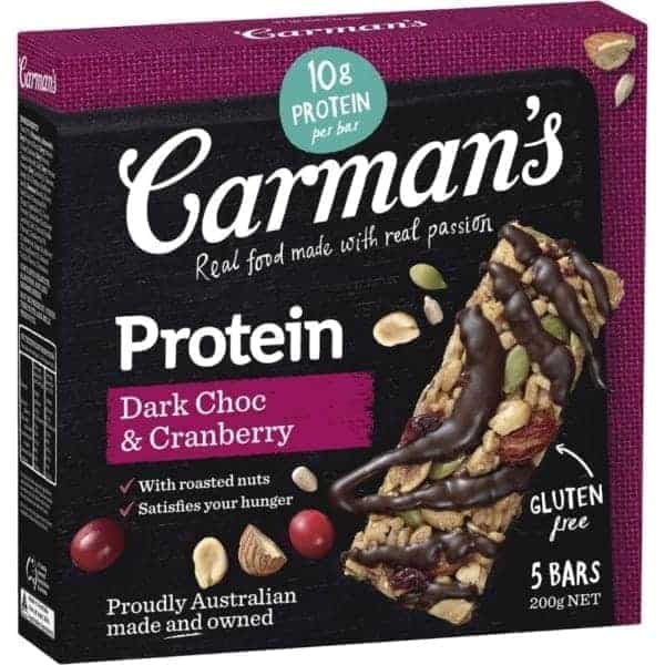 carmans protein bars dark choc and cranberry 5 pack