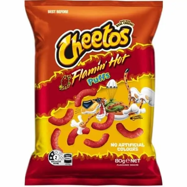 cheetos flaming hot puffs 80g