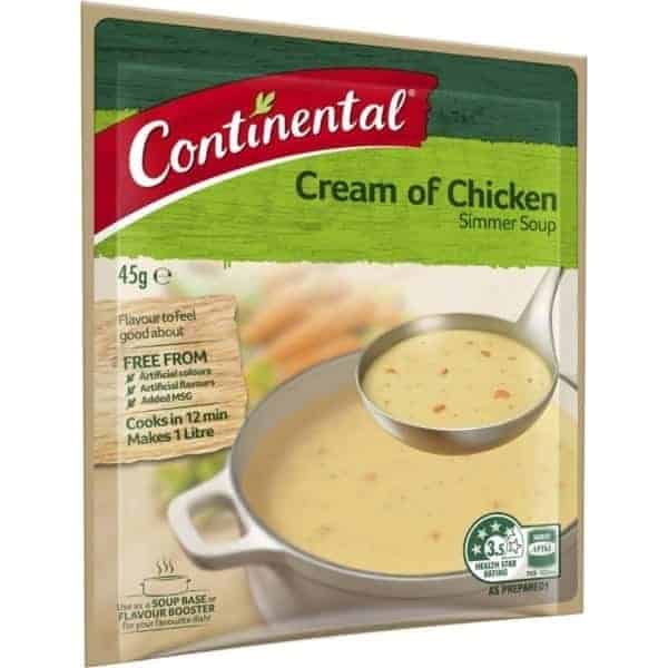 continental cream of chicken simmer soup 45g