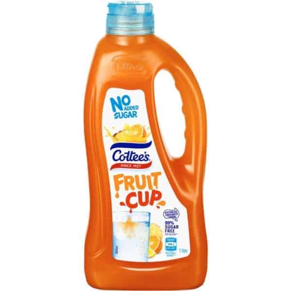 cottees fruit cup cordial no added sugar 1l