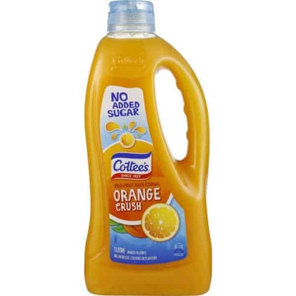 cottees orange crush cordial no added sugar 1l