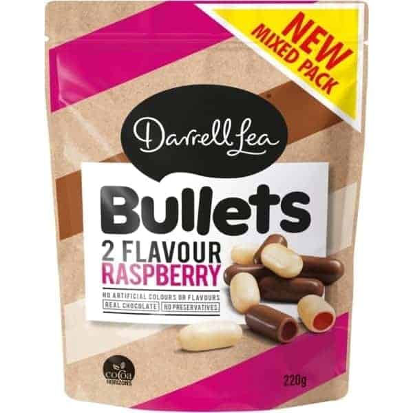 darrell lea bullets 2 flavour raspberry 220g