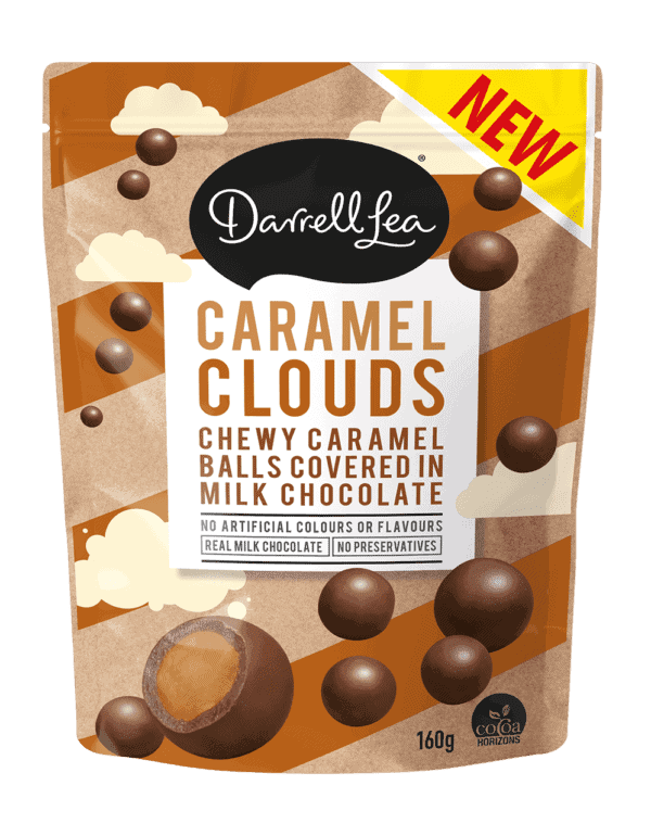 darrell lea mini bites milk chocolate caramel clouds 160g