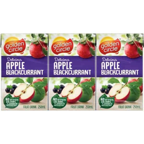 golden circle fruit drinks lunch box poppers apple blackcurrant fruit drink 250ml x6 pack