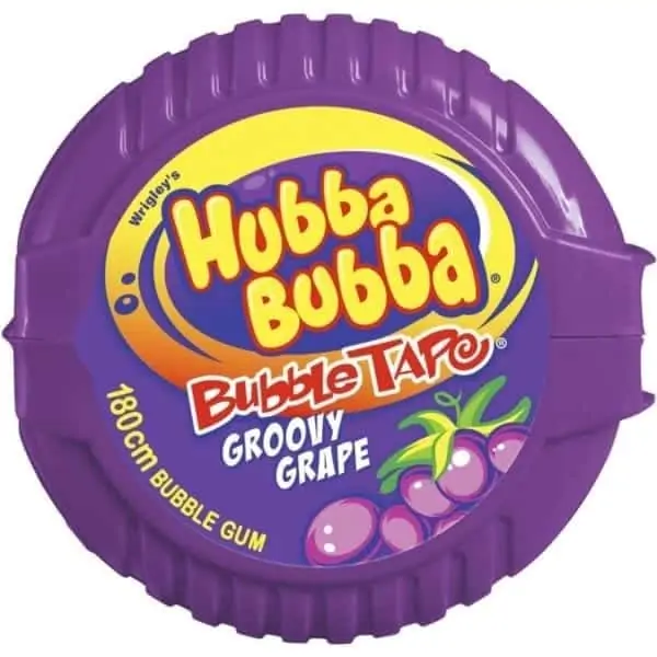 hubba bubba groovy grape bubble gum tape 56g