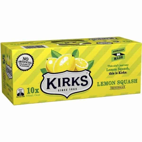 kirks lemon squash cans 10x375ml pack