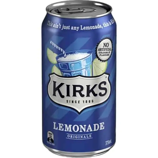 kirks lemonade can 375ml