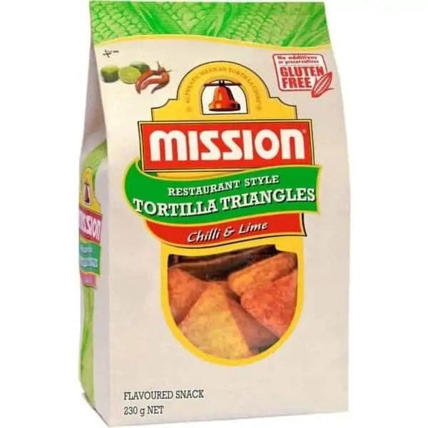 mission corn chips chilli lime 230g