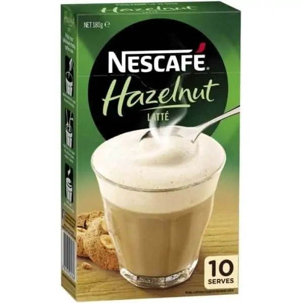nescafe coffee sachets hazelnut latte 10 pack