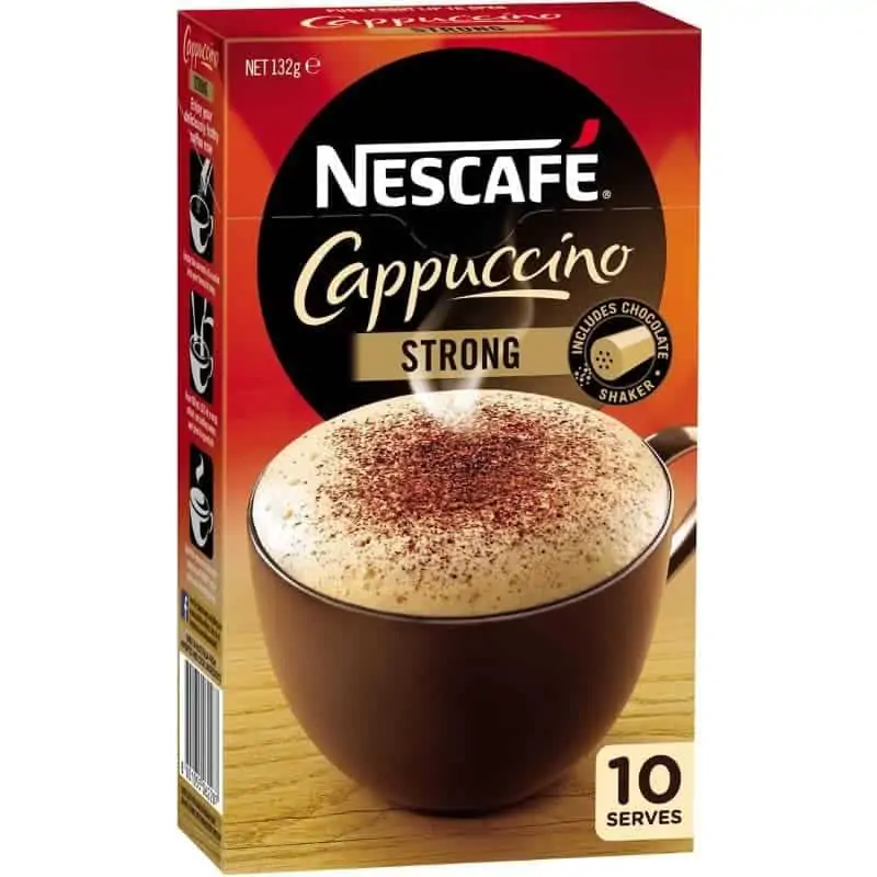 Buy Nescafe Coffee Sachets Strong Cappuccino 10 Pack Online, Worldwide  Delivery