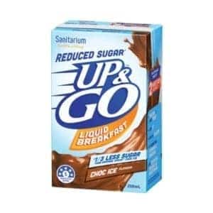 sanitarium up go liquid breakfast reduced sugar choc ice
