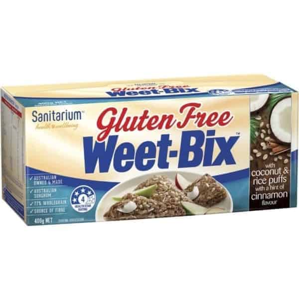 sanitarium weet bix gluten free coconut cinnamon breakfast cereal 400g