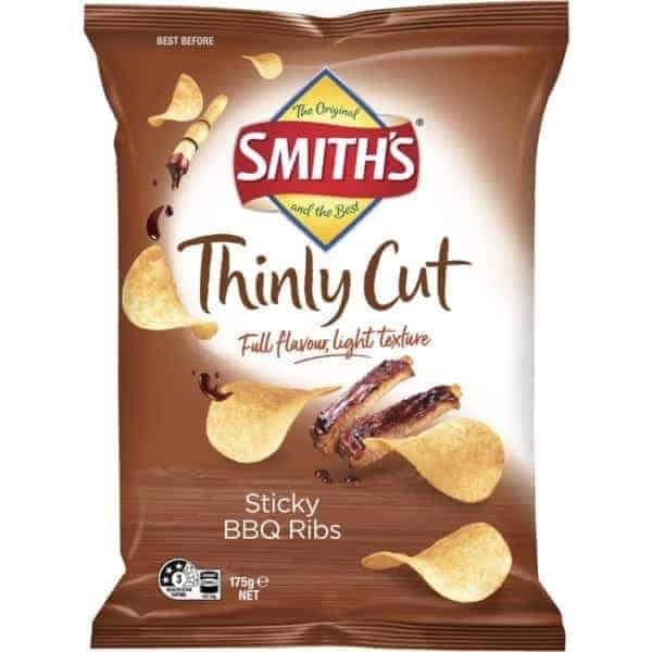 smiths thinly cut chips bbq ribs 175g