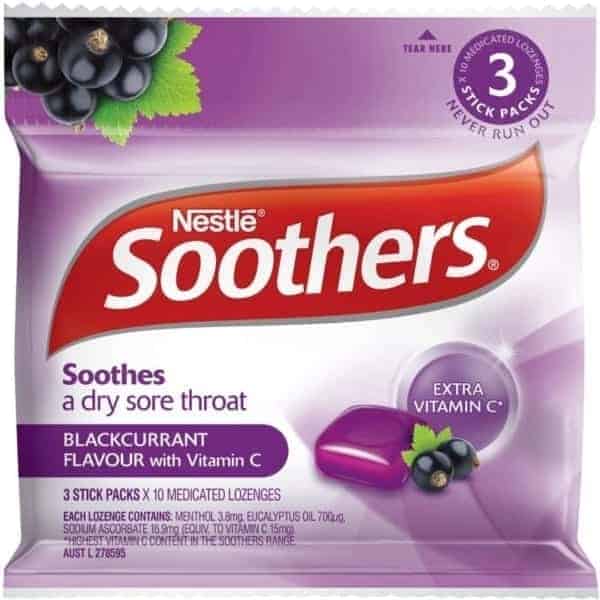 soothers throat lozenges blackcurrant 30 pack
