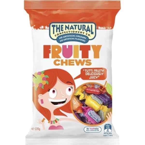 the natural confectionery fruity chews 220g