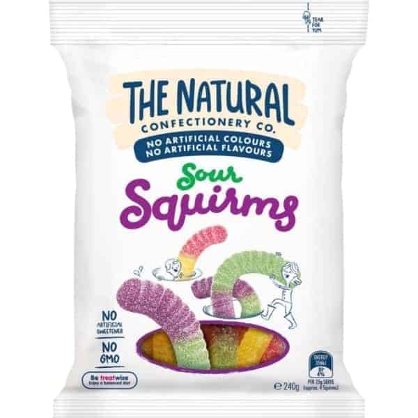 the natural confectionery sour squirms 240g