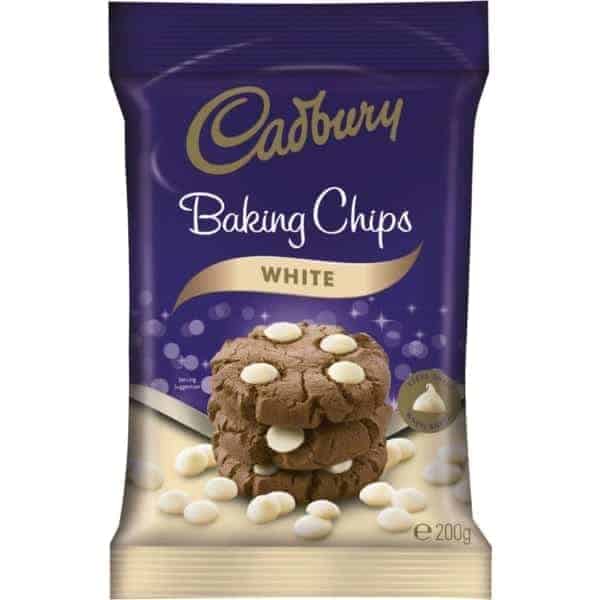 cadbury baking chocolate chips white 200g