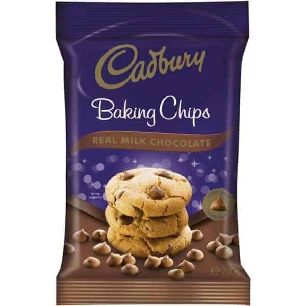 cadbury baking milk chocolate chips 200g