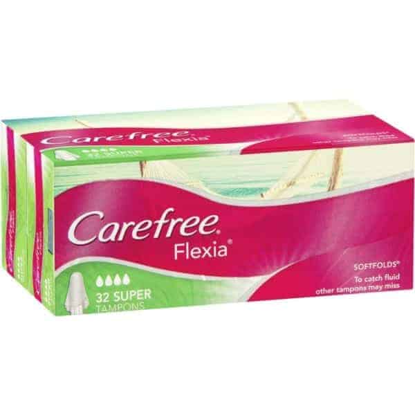 carefree super flexia tampons tampons 32 pack