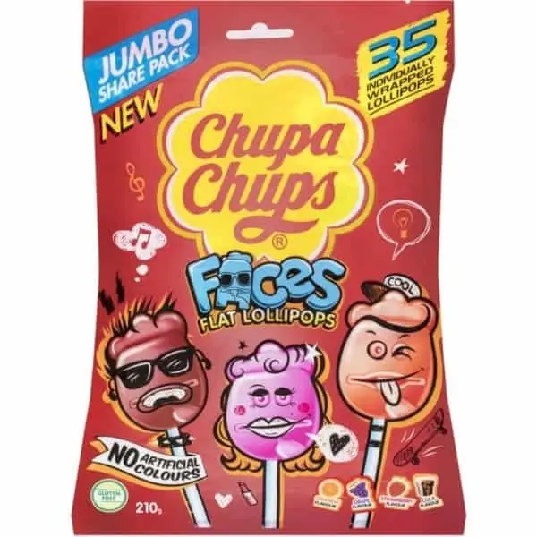 chupa chups faces flat lollipops