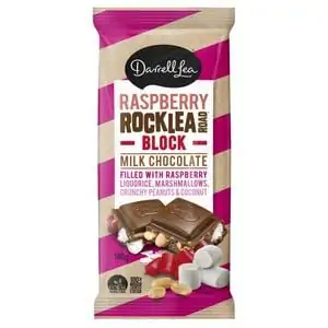 darrell lea milk chocolate raspberry rocklea road block 160g