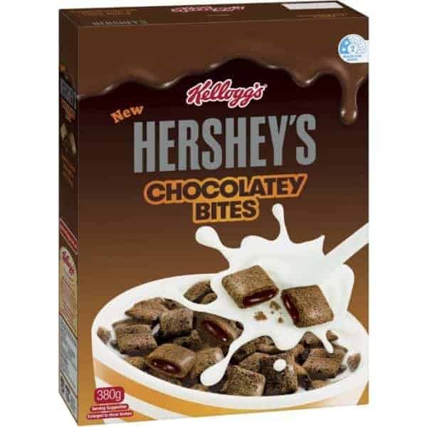 kelloggs hersheys chocolatey bites cereal 380g