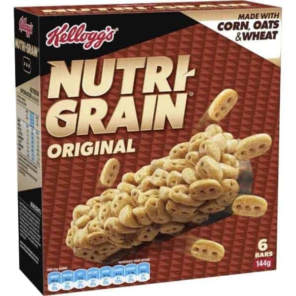 kelloggs nutri grain original cereal snack bars 144g