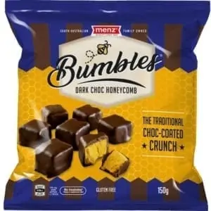 menz bumbles dark chocolate honeycomb 150g