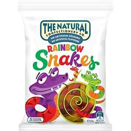 the natural confectionery rainbow snakes 220g
