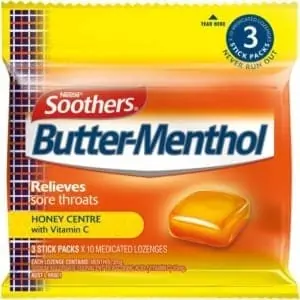 butter menthol throat lozenge liquid centre honey 10 pack