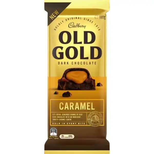 cadbury old gold block caramel chocolate 180g
