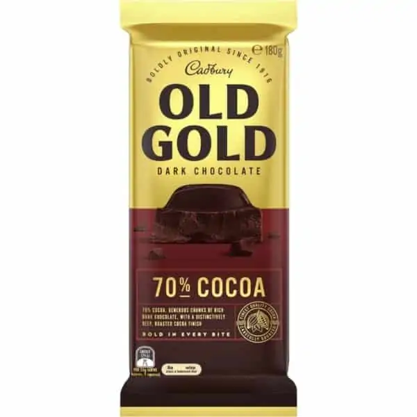 cadbury old gold dark chocolate 70 cocoa 180g