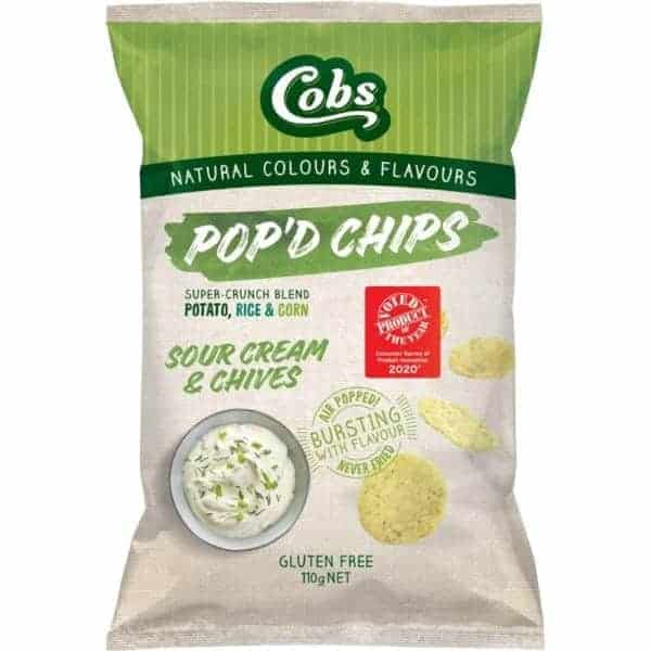 cobs popd chips sour cream chives gluten free 110g