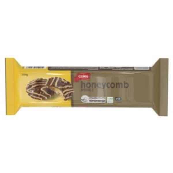 coles honeycomb whirls chocolate biscuits