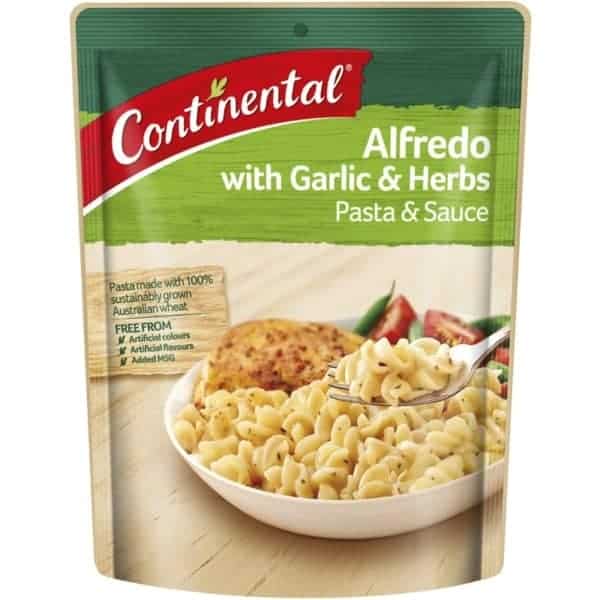 continental pasta sauce alfredo garlic herb 85g
