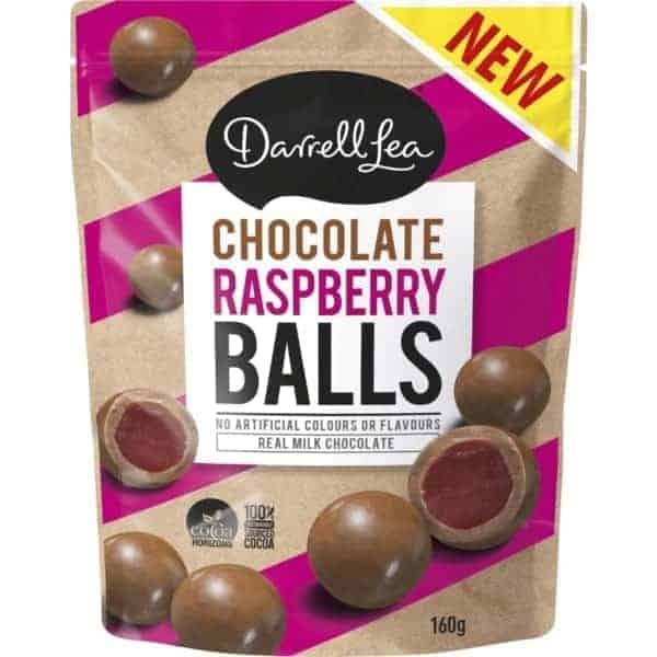 darrell lea chocolate raspberry balls 160g