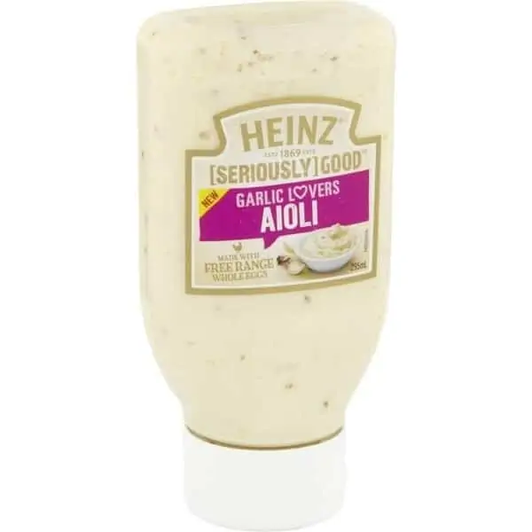 heinz seriously good aioli garlic lover squeezy bottle 295ml