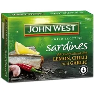 john west sardines lemon garlic chilli 110g