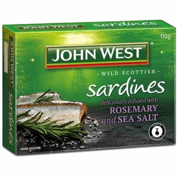 john west sardines sea salt rosemary 110g